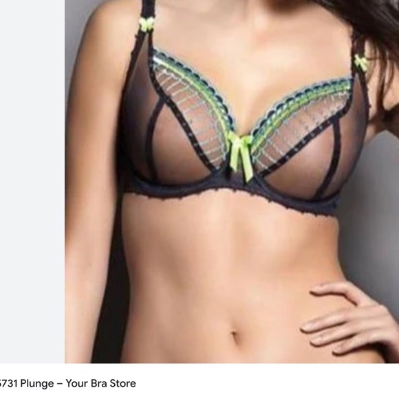Freya Other - NWOT Freya Arabella 30J (UK) Brown w Apple Green & purple trim plunge Bra